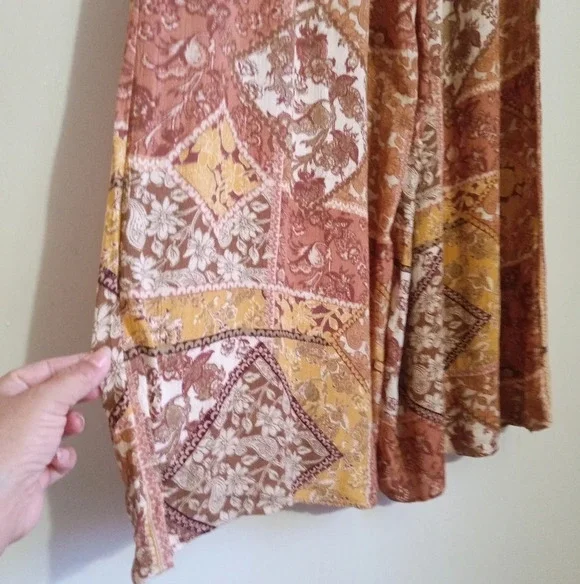 Rip Curl terracotta floral boho wide leg palazzo pants women size medium/large - Picture 9 of 9
